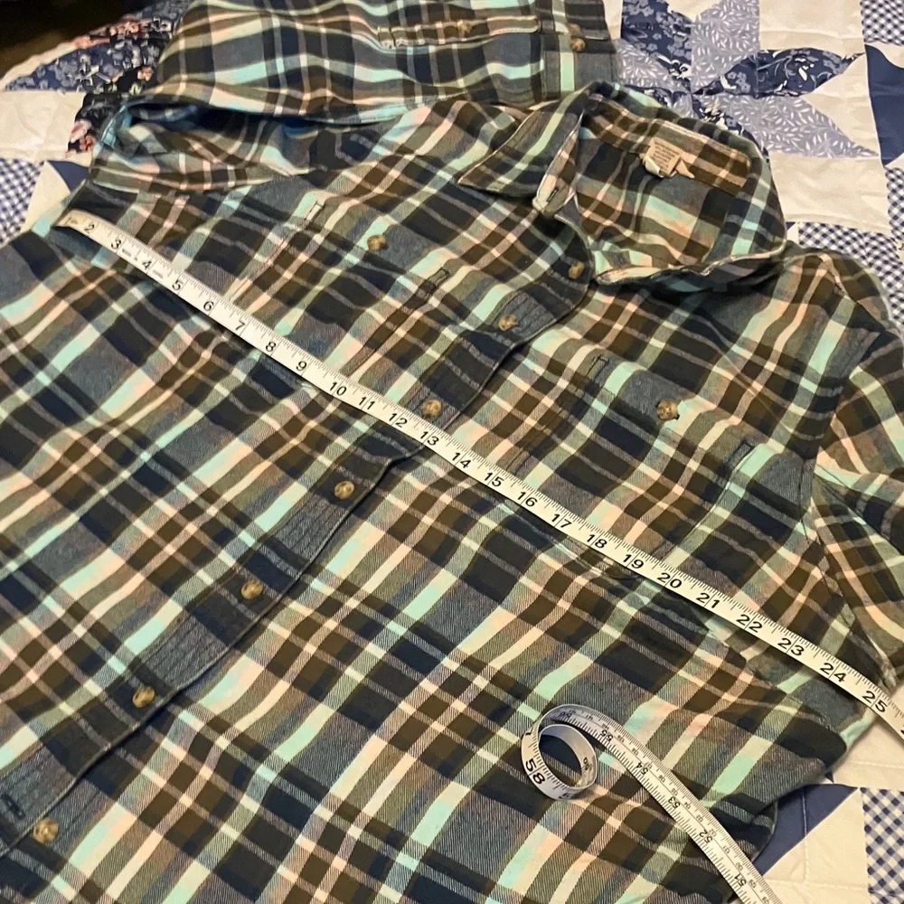 Duluth Trading Co Women's Plaid Button Down Shirt - Blue, Mint, Pink - Picture 3 of 5